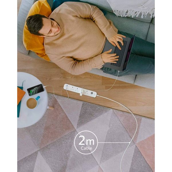 چند راهی برق ۲ متری انکر Anker 6-in-1 USB Power Strip مدل A9141