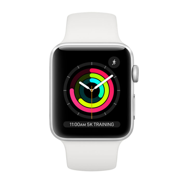 اپل واچ سری ۳ مدل 38mm Silver Aluminum Case with White Sport Band