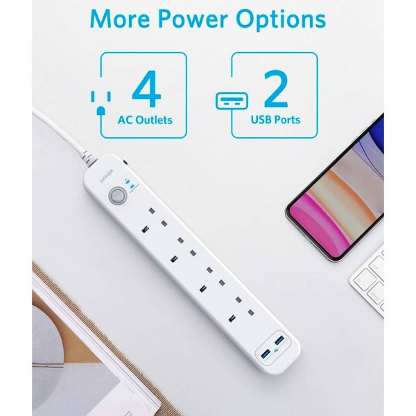 چند راهی برق ۲ متری انکر Anker 6-in-1 USB Power Strip مدل A9141