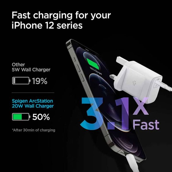 شارژر دیواری ۲۰وات اسپیگن مدل PowerArc ArcStation Wall Charger ACH02207