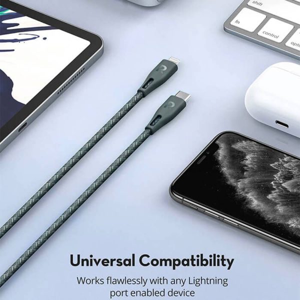 کابل تبدیل USB-C به لایتنینگ راوپاور مدل RP-CB1018 طول 2 متر | رنگ سبز
