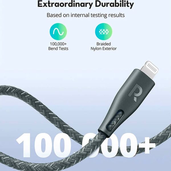 کابل تبدیل USB-C به لایتنینگ راوپاور مدل RP-CB1018 طول 2 متر | رنگ سبز