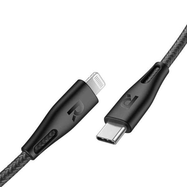 کابل تبدیل USB-C به لایتنینگ راوپاور مدل RP-CB1018 طول 2 متر | رنگ مشکی