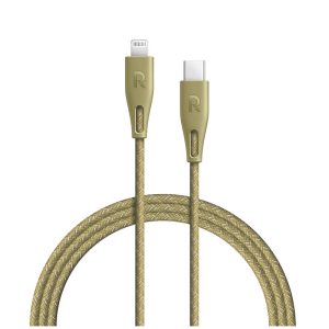 کابل تبدیل USB-C به لایتنینگ راوپاور مدل RP-CB1018 طول 2 متر | رنگ طلایی