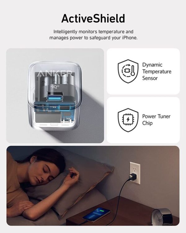 آداپتور دیواری 20 وات نسل 5 انکر Anker 511 Charger Nano Pro A2637 _ رنگ مشکی