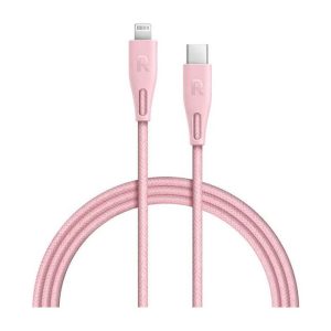 کابل تبدیل USB-C به لایتنینگ راوپاور مدل RP-CB1018 طول 1.2 متر | رنگ صورتی