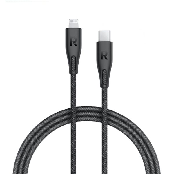 کابل تبدیل USB-C به لایتنینگ راوپاور مدل RP-CB1018 طول 2 متر | رنگ مشکی
