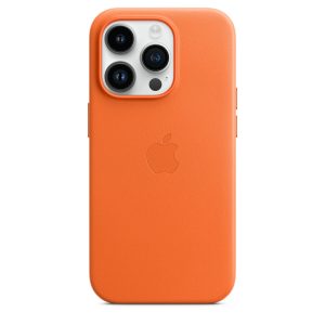 قاب چرم  اورجینال آیفون سری 14 Apple iPhone 14 Leather Case _ رنگ نارنجی