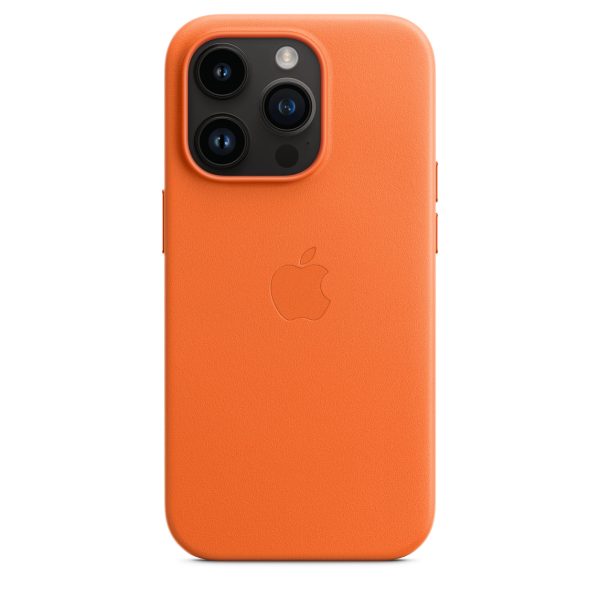 قاب چرم  اورجینال آیفون سری 14 Apple iPhone 14 Leather Case _ رنگ نارنجی