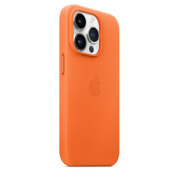 قاب چرم  اورجینال آیفون سری 14 Apple iPhone 14 Leather Case _ رنگ نارنجی