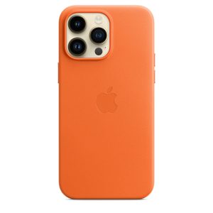 قاب چرم  اورجینال آیفون 14 پرو مکس  iPhone 14 pro max Leather Case _ رنگ نارنجی