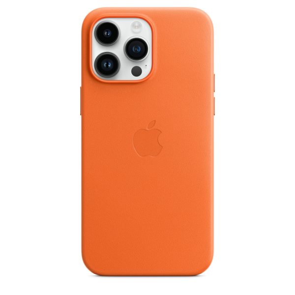 قاب چرم  اورجینال آیفون 14 پرو مکس  iPhone 14 pro max Leather Case _ رنگ نارنجی