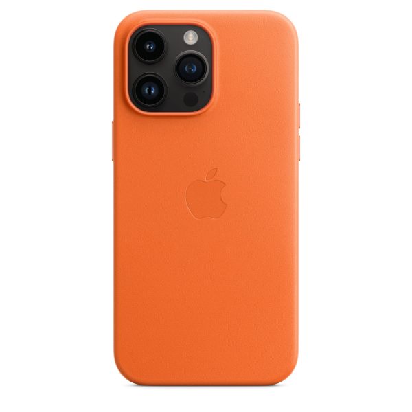 قاب چرم  اورجینال آیفون 14 پرو مکس  iPhone 14 pro max Leather Case _ رنگ نارنجی