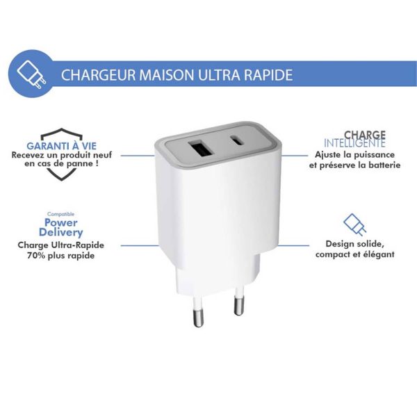 آداپتور شارژر دیواری فورس مدل FPLICS2AC37WPDW توان 37 وات