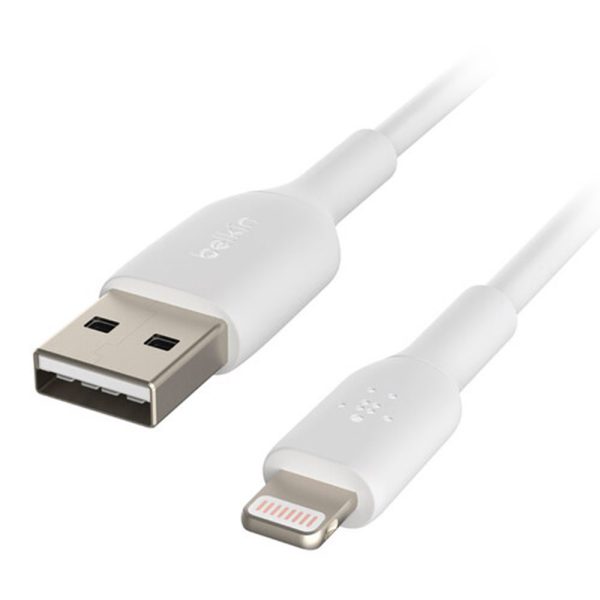 کابل شارژ لایتنینگ به A-USB / بسته بندی ۲ عددی بلکین مدل CAA001bt1MWH2PK | رنگ سفید