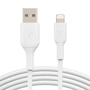 کابل شارژ لایتنینگ به A-USB / بسته بندی ۲ عددی بلکین مدل CAA001bt1MWH2PK | رنگ سفید