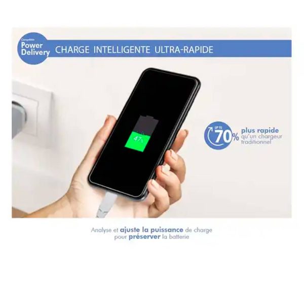 شارژر دیواری 45 وات فورس مدل FPLICS2CC45WPDW PD با دو پورت USB-C
