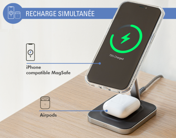 شارژر بی‌سیم فورس مدل FPMSINDSTAND15WW MagSafe