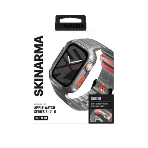 بند و کاور اپل واچ ۴۴/۴۵mm برند اسکین آرما مدل SKINARMA SAIDO Apple Watch Case and Strap Set 45-44mm