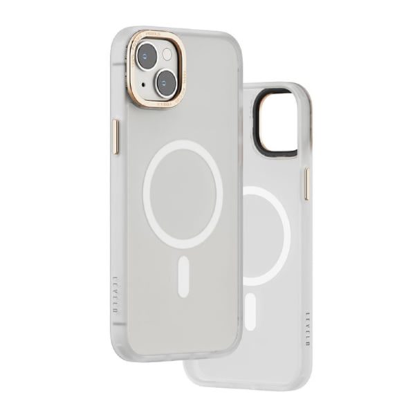 کیس مگ سیف لولو مدل Levelo Kayo مناسب iPhone 13/14-مات شفاف سفید طلایی