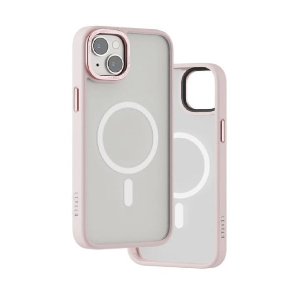 کیس مگ سیف لولو مدل Levelo Kayo مناسب iPhone 13/14-مات شفاف صورتی
