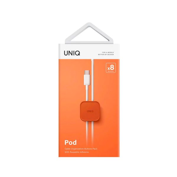 نگهدارنده و نظم دهنده کابل برند یونیک مدل UNIQ POD بسته ۸ تایی | رنگ نارنجی