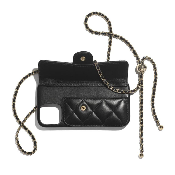 قاب آیفون ۱۴ پرو مکس بند دار CHANEL رنگ مشکی