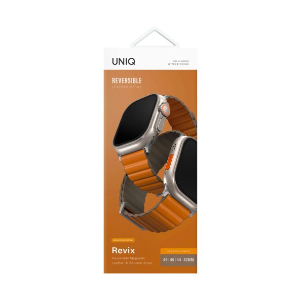 بند دورو اپل واچ یونیک مدل Uniq Revix Reversible Premium Edition 42/44/45/49 mm-نارنجی خاکی-REVPSORGKAK