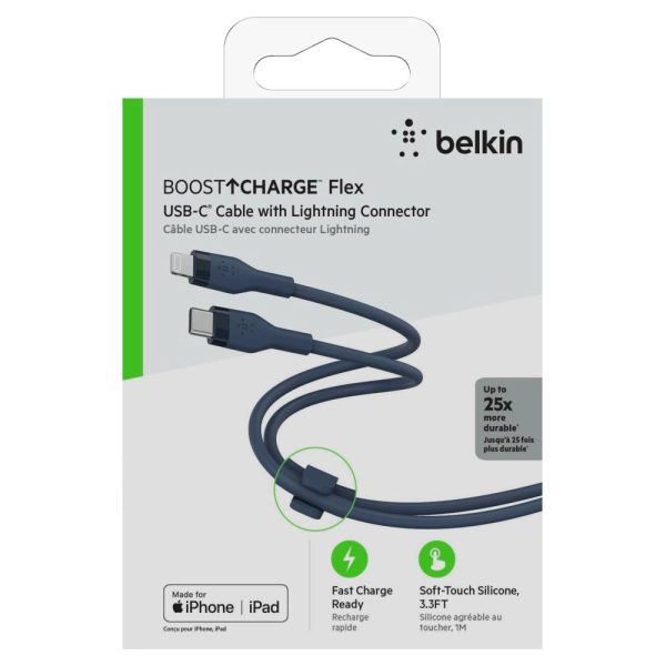 کابل شارژ USB-C به لایتنینگ بلکین مدل CAA0۰۹bt1MBL طول ۱متر | رنگ آبی