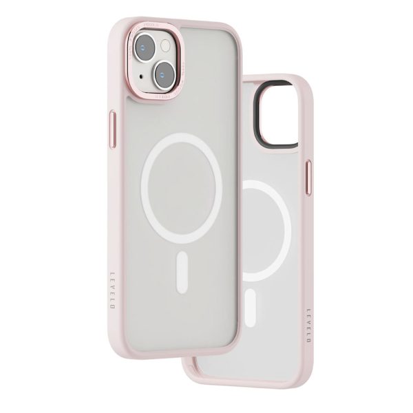 کیس مگ سیف لولو مدل Levelo Kayo مناسب iPhone 13/14-مات شفاف صورتی