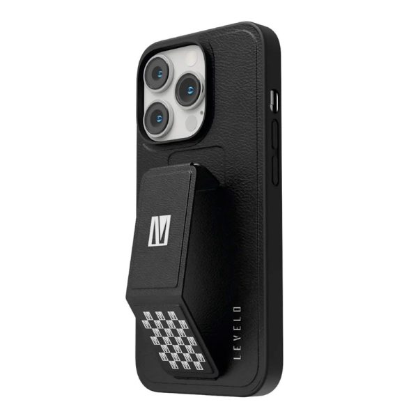 کیس چرمی استند‌دار لولو مدل Levelo Morphix مناسب iPhone 14 Pro-مشکی/سفید