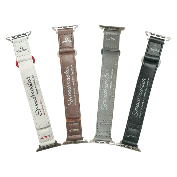 بند speed master مدل omega swatch مناسب برای اپل واچ سایز 42,44,45,49 mm رنگ مشکی