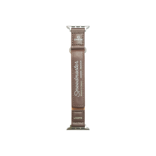 بند speed master مدل omega swatch مناسب برای اپل واچ سایز 42,44,45,49 میلیمتر رنگ قهوه ای