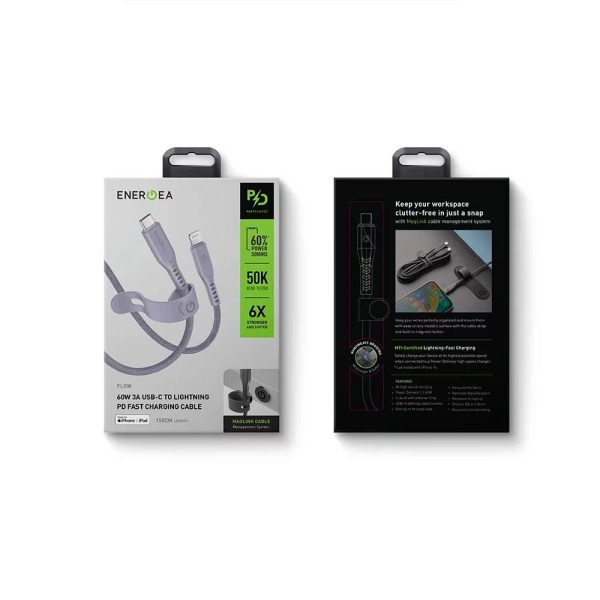 کابل USB-C 60W به LIGHTNING انرژیا مدل FLOW رنگ بنفش