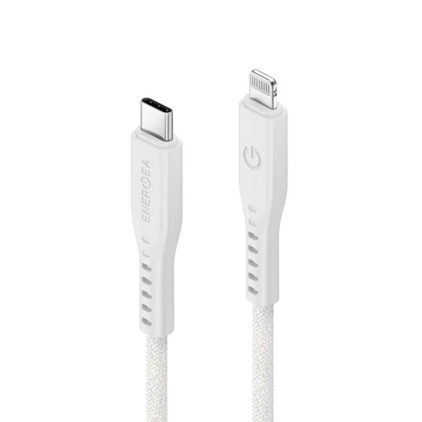 کابل USB-C 60W به LIGHTNING انرژیا مدل FLOW رنگ سفید طول ۱.۵ متری