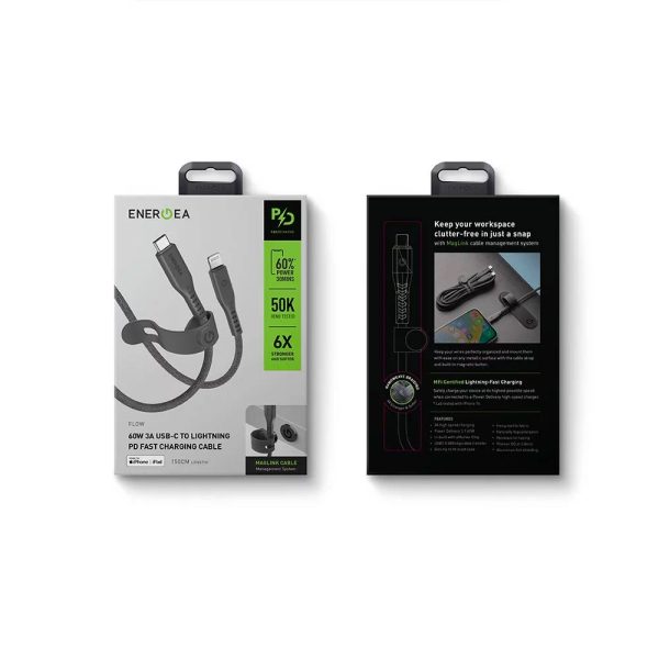 کابل USB-C 240W به LIGHTNING انرژیا مدل FLOW رنگ مشکی