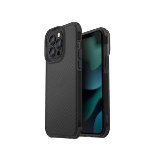 قاب آیفون ۱۳ پرو برند یونیک مدل UNIQ HYBRID IPHONE 13 Pro COMBAT ARAMID comasmk رنگ دودی