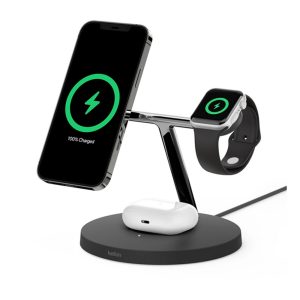 استند و شارژر وایرلس 3 کاره مگ سیف بلکین Belkin Boost Charge Pro توان 15 وات