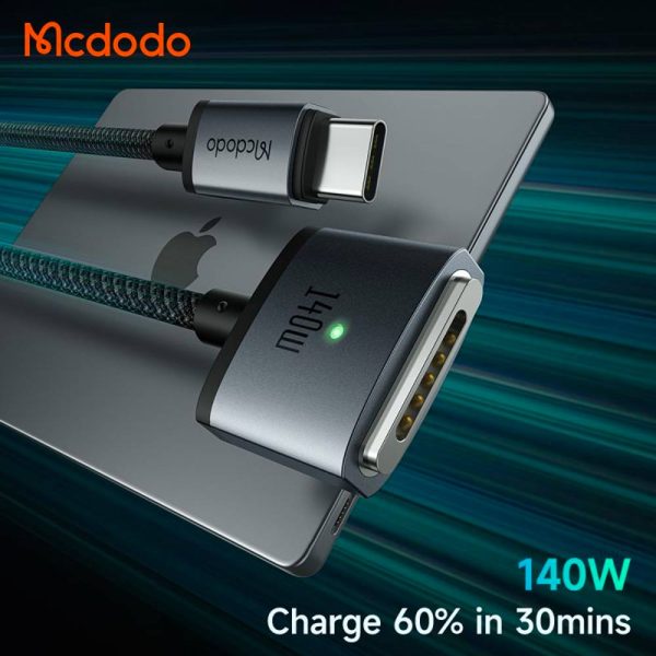 کابل شارژ 140 وات مک بوک تایپ سی به مگ سیف 3 مک دودو مدل MCDODO CA-1470 | طول 2متر