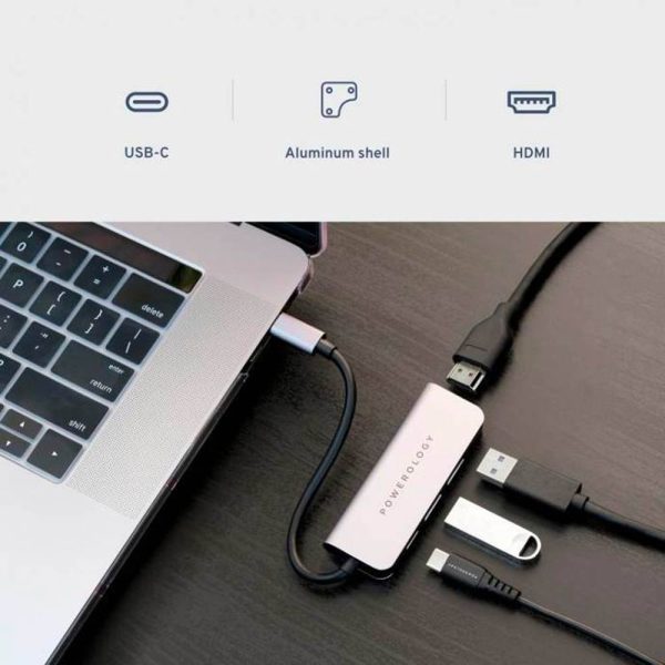 هاب چهار پورت USB-C پاورولوجی مدل P4CHBGY