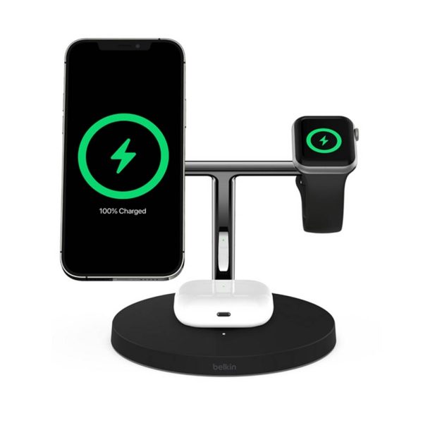 استند و شارژر وایرلس 3 کاره مگ سیف بلکین Belkin Boost Charge Pro توان 15 وات
