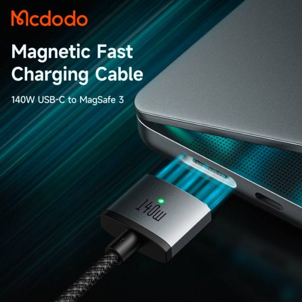 کابل شارژ 140 وات مک بوک تایپ سی به مگ سیف 3 مک دودو مدل MCDODO CA-1470 | طول 2متر