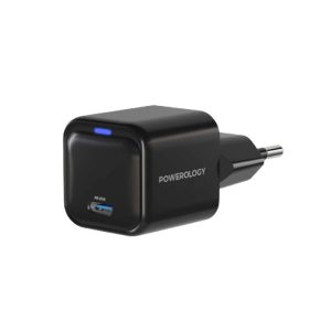 شارژر دیواری تایپ سی 20 وات پاورولوژی Powerology Ultra-Compact 20W GaN PD Charger PWCUQC015