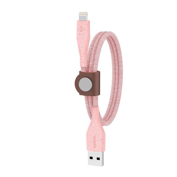 کابل شارژ بلکین Lightning to USB-A مدل DuraTek طول ۳ متر | رنگ صورتی