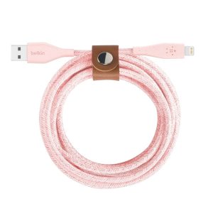 کابل شارژ بلکین Lightning to USB-A مدل DuraTek طول ۳ متر | رنگ صورتی