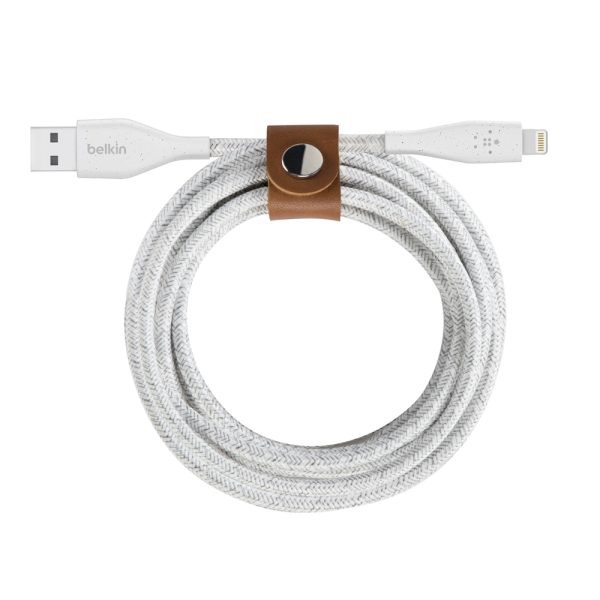کابل شارژ بلکین Lightning to USB-A مدل DuraTek طول ۳ متر | رنگ سفید