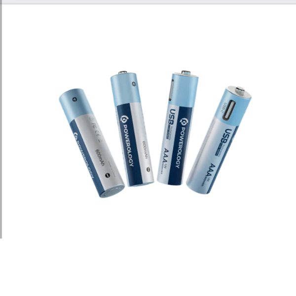 باطری نیم قلم شارژی پاورولوژی Powerology Rechargeable Battery پک ۴تایی