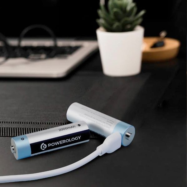 باطری قلمی شارژی پاورولوژی Powerology Rechargeable Battery پک ۴تایی