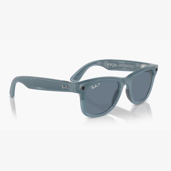 عینک هوشمند ری بن متا | RAY BAN | META Wayfarer مدل Matte Jeans Transparent - Polar Dusty Blue