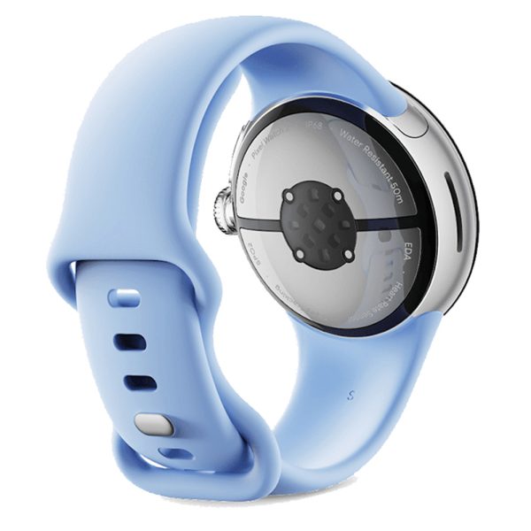 ساعت هوشمند گوگل پیکسل ۲ | Google Pixel Watch 2 رنگ نقره‌ای با بند آبی
